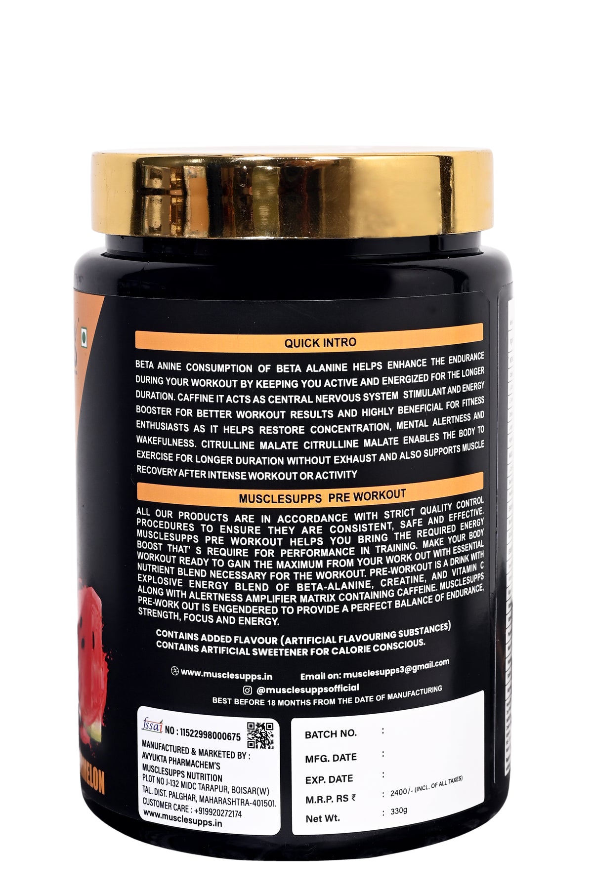 Musclesupps Pre-Workout - Maximum Energy Endurance